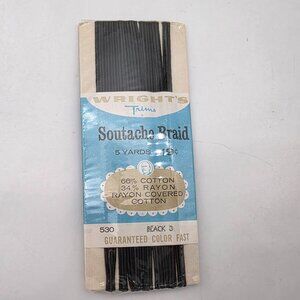 Wrights Soutache Braid 5 Yards Rayon Cotton Blend Black Guaranteed Color Fast